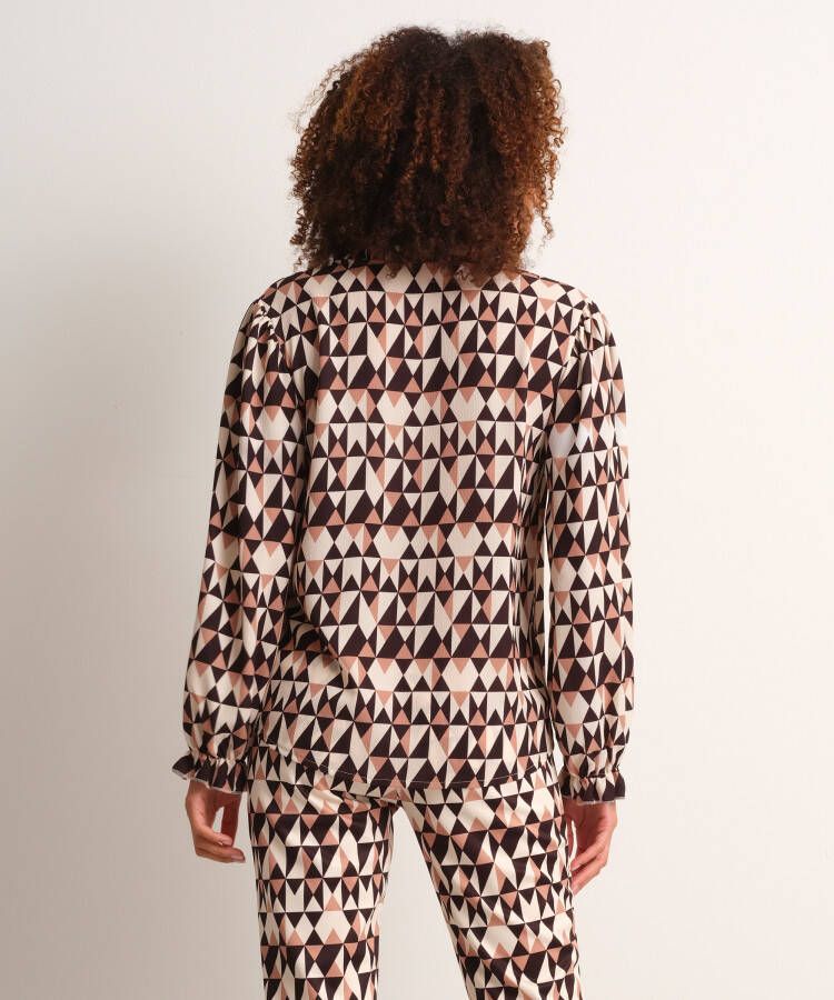 terStal Dames blouse driehoeksprint beige in maat