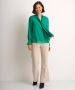 TerStal Dames blouse met plissé sjaal groen in maat - Thumbnail 2