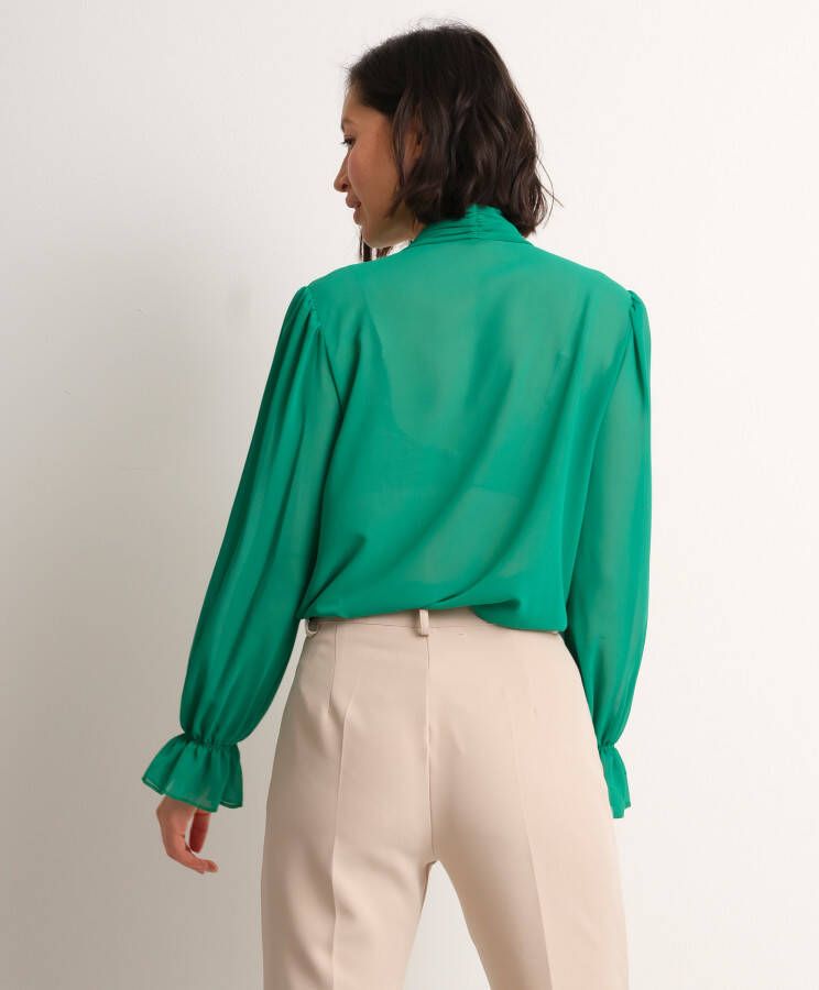 terStal Dames blouse met plissé sjaal groen in maat