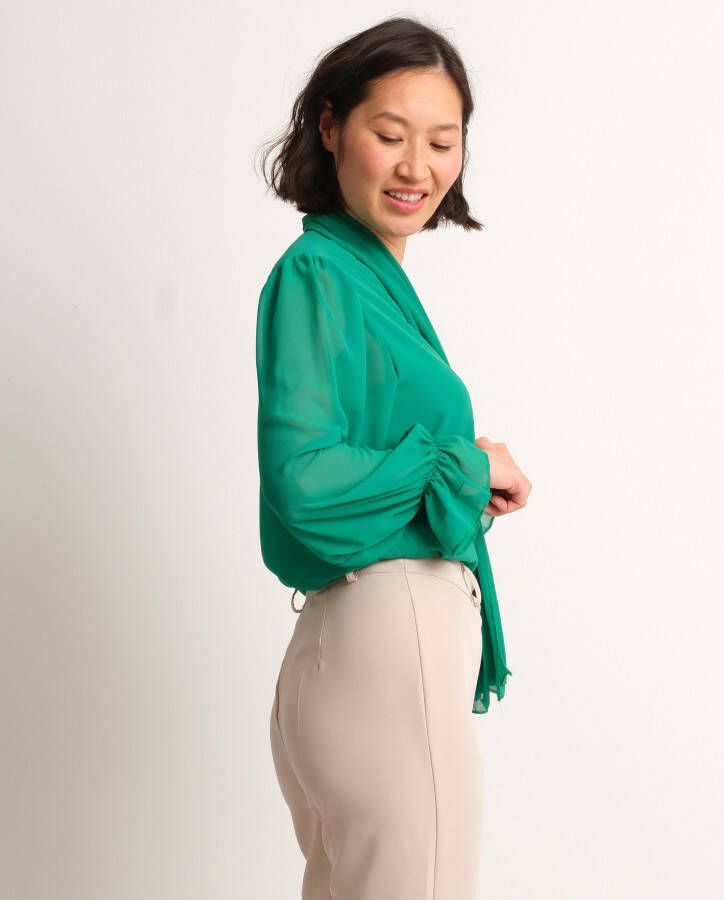 terStal Dames blouse met plissé sjaal groen in maat