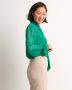TerStal Dames blouse met plissé sjaal groen in maat - Thumbnail 4