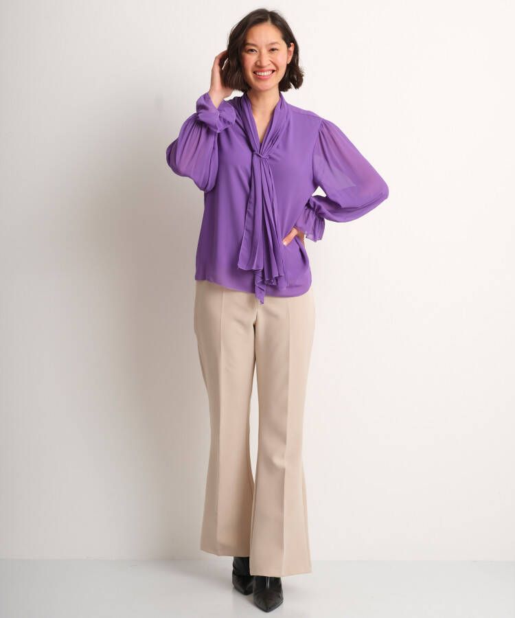 terStal Dames blouse met plissé sjaal paars in maat