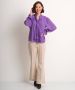 TerStal Dames blouse met plissé sjaal paars in maat - Thumbnail 2