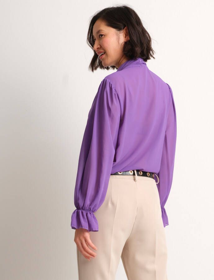 terStal Dames blouse met plissé sjaal paars in maat
