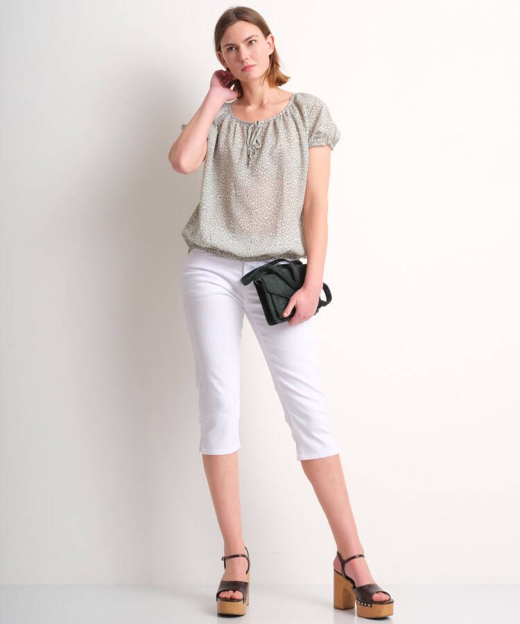 terStal Dames chiffon blouse met elastiek groen in maat