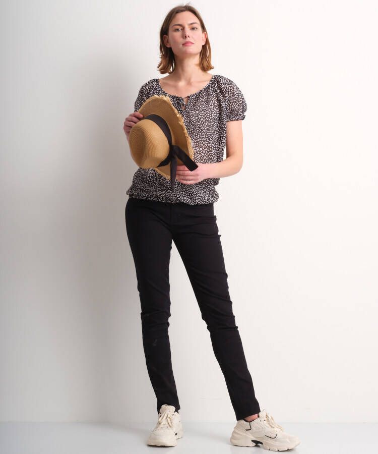 terStal Dames chiffon blouse met elastiek zwart in maat