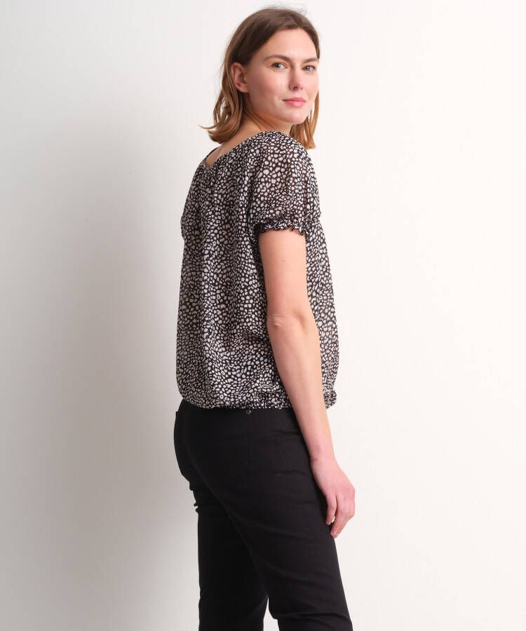 terStal Dames chiffon blouse met elastiek zwart in maat