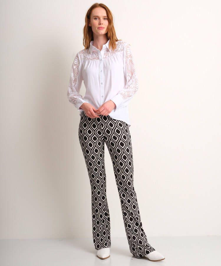 terStal Dames fancy blouse met kant wit in maat