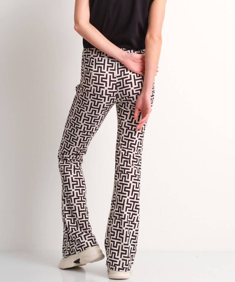 terStal Dames flared broek geometrisch zwart in maat