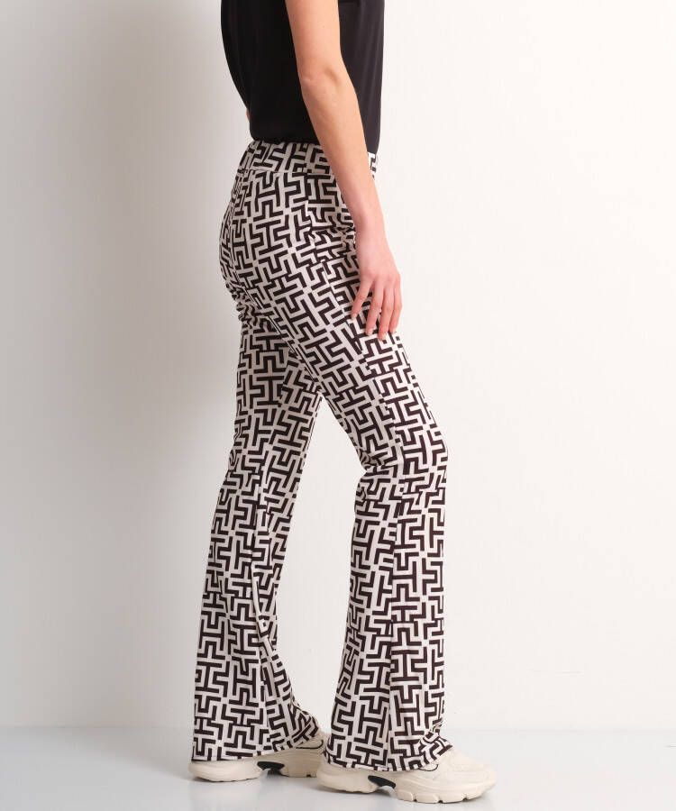 terStal Dames flared broek geometrisch zwart in maat