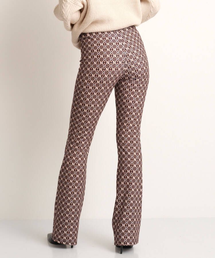 terStal Dames flared broek grafische print zwart in maat