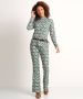 TerStal Dames flared broek retroprint groen in maat - Thumbnail 2