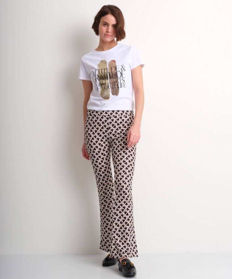 terStal Dames flared broek trendy print zwart in maat