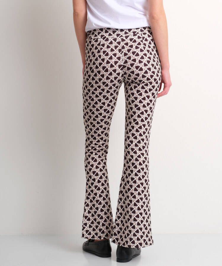 terStal Dames flared broek trendy print zwart in maat