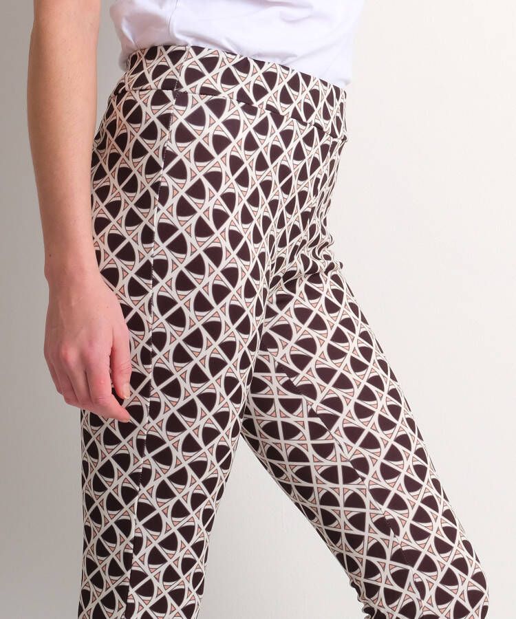 terStal Dames flared broek trendy print zwart in maat