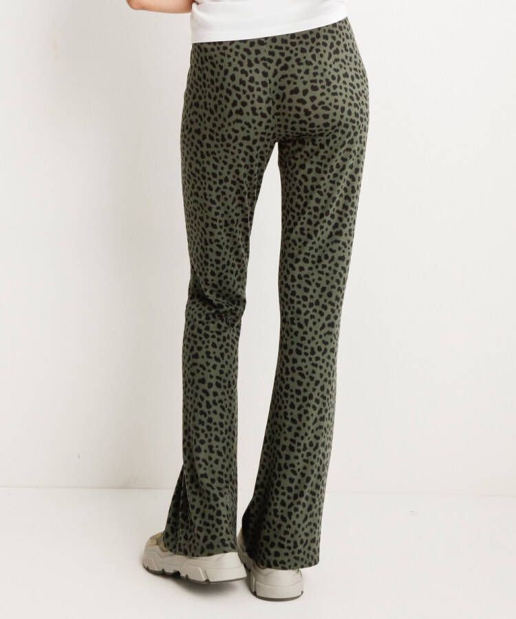 terStal Dames flared fit broek stippenprint groen in maat