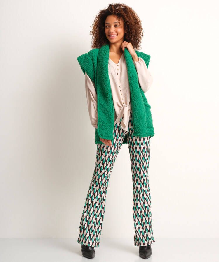 terStal Dames groene teddy gilet groen in maat