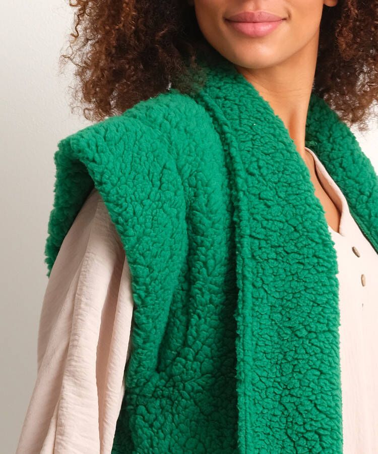 terStal Dames groene teddy gilet groen in maat