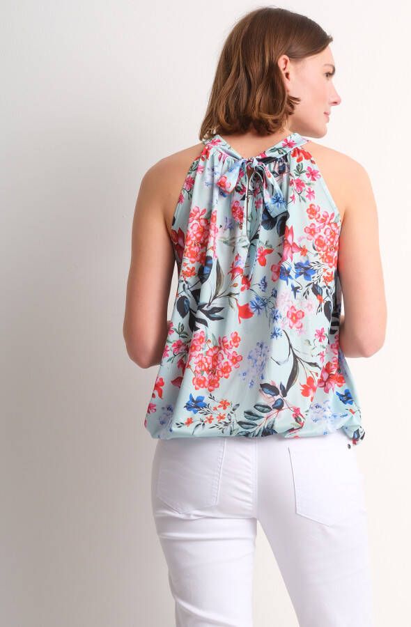 terStal Dames halter blouse bloemenprint groen in maat