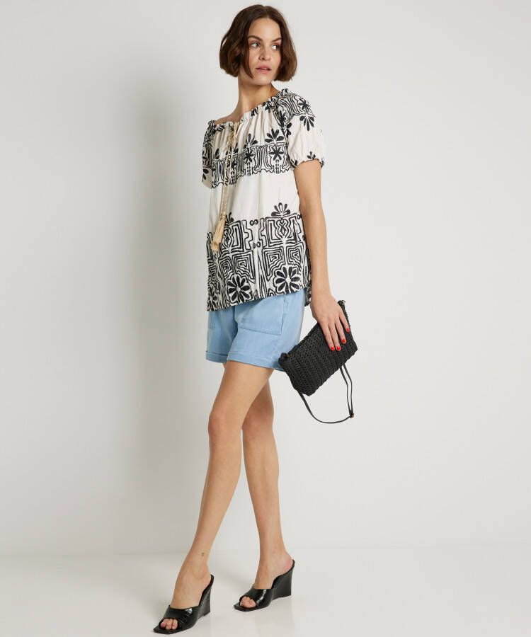 terStal Dames ibizalook blouse zwart in maat