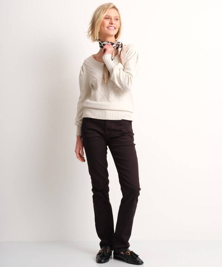 terStal Dames jacquard nopjes trui beige in maat