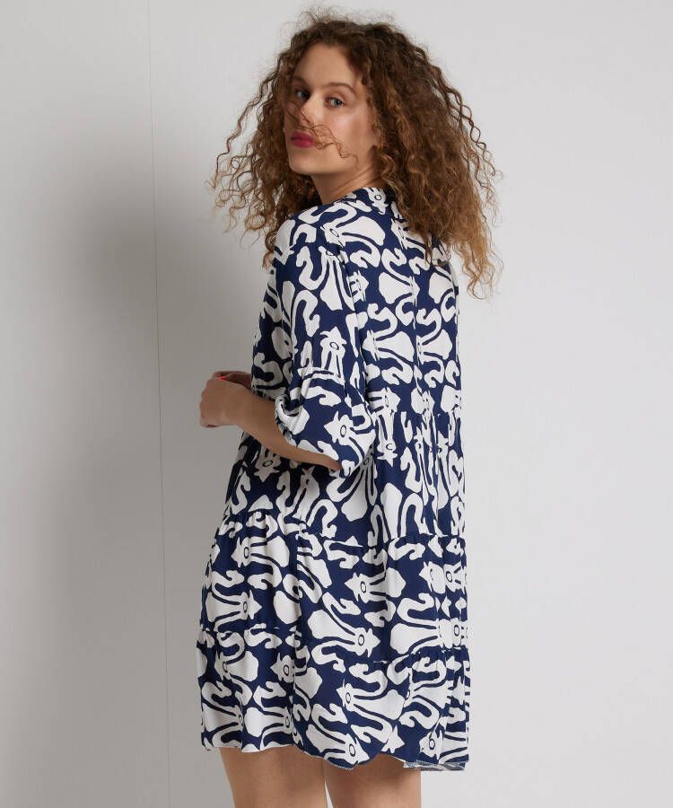 terStal Dames korte wijde jurk blauw in maat