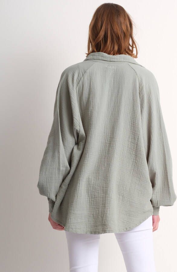 terStal Dames oversized uni blouse groen in maat
