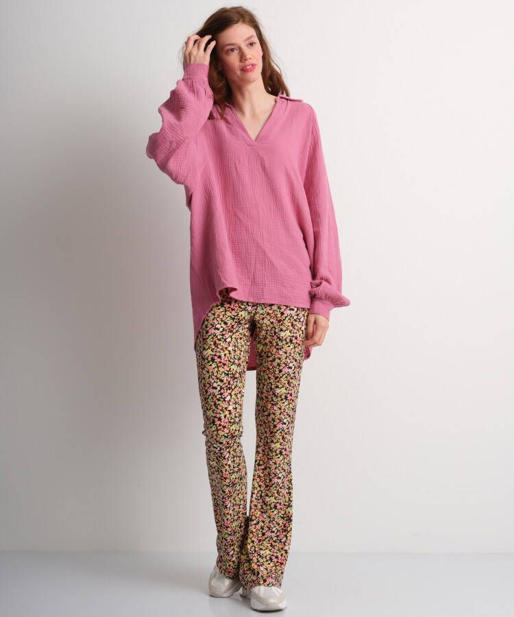 terStal Dames oversized uni blouse roze in maat