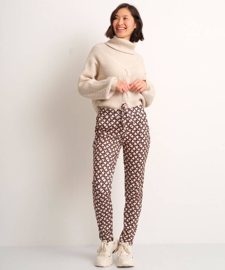 terStal Dames pantalon geometrische print bruin in maat
