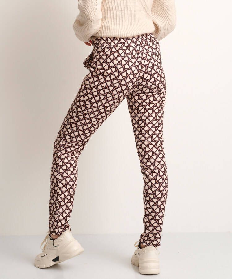terStal Dames pantalon geometrische print bruin in maat