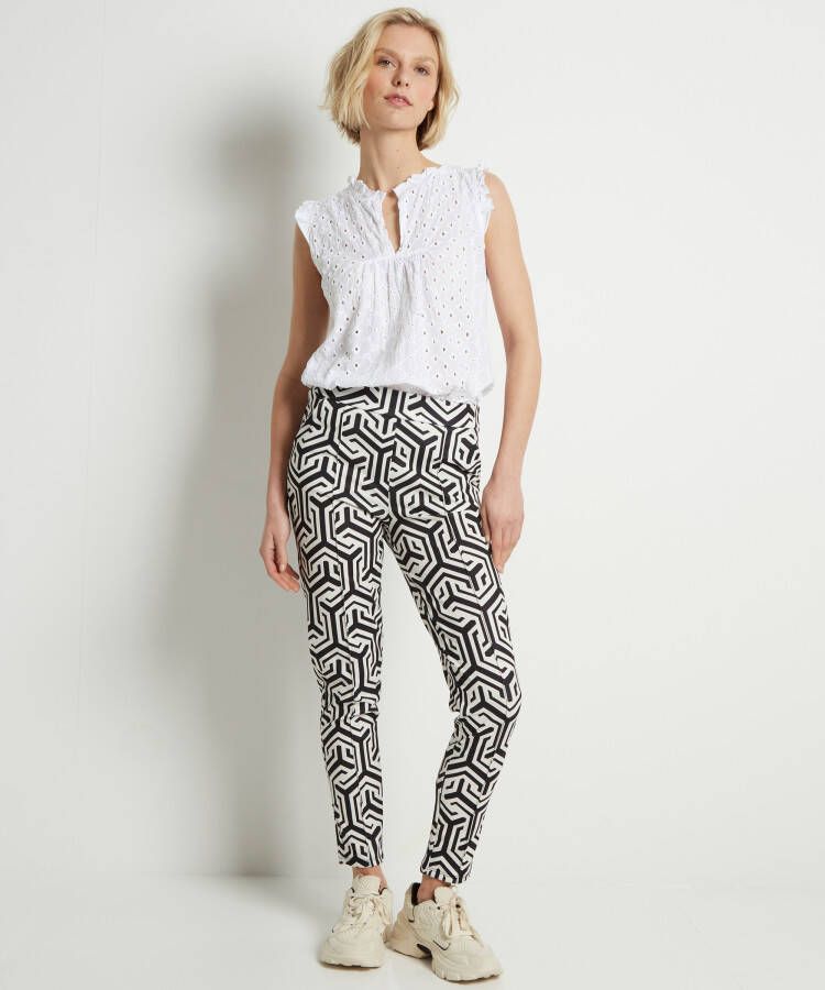 terStal Dames pantalon geometrische print zwart in maat