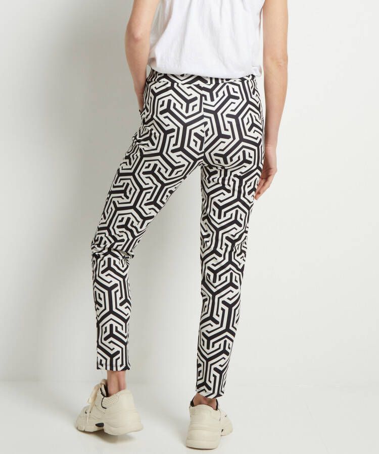 terStal Dames pantalon geometrische print zwart in maat