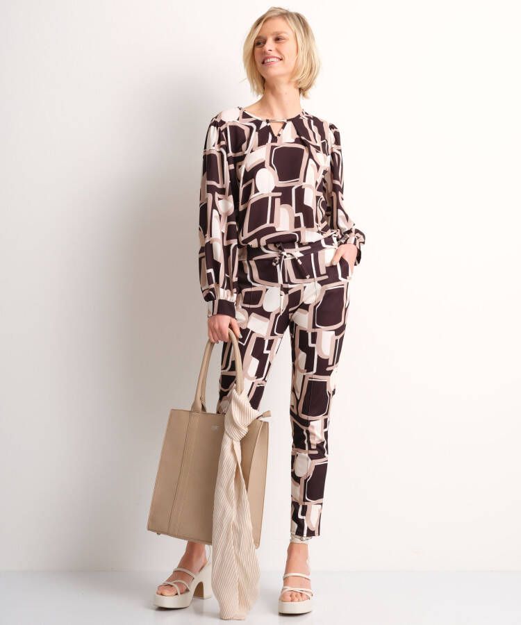 terStal Dames pantalon met abstracte print zwart in maat