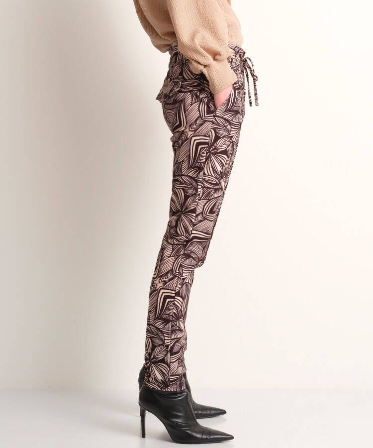 terStal Dames pantalon met bladprint zwart in maat