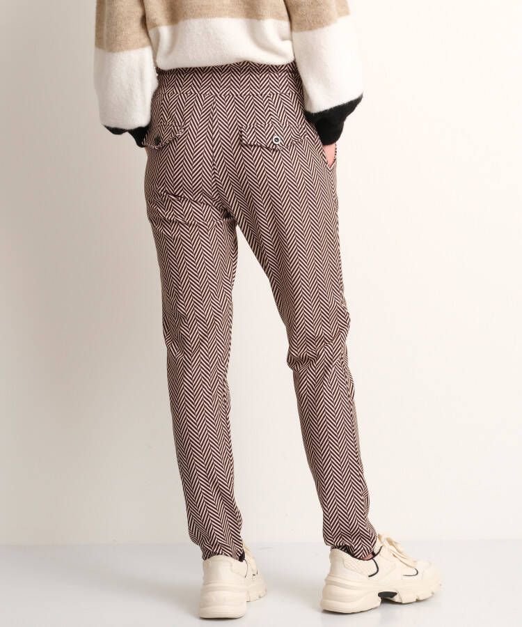 terStal Dames pantalon met zigzagprint beige in maat