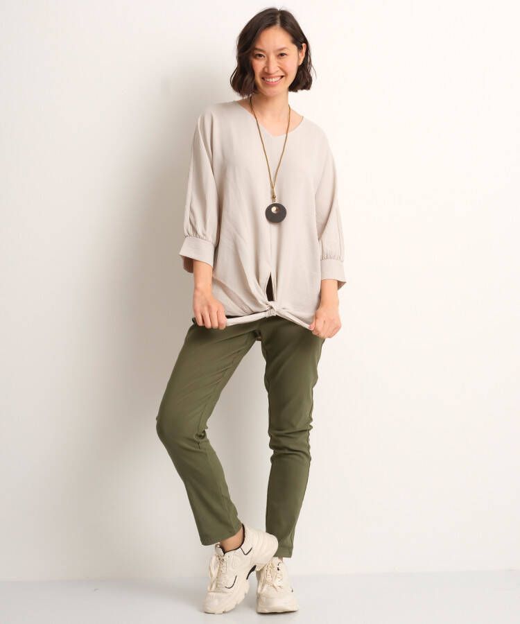 terStal Dames top met knoop en ketting beige in maat