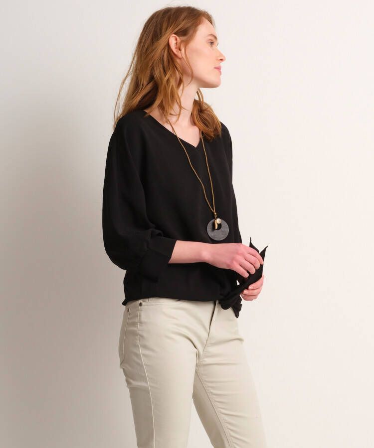 terStal Dames top met knoop en ketting zwart in maat