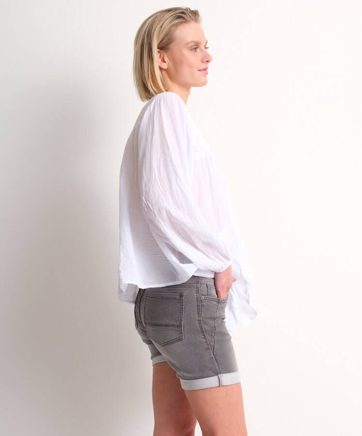 terStal Dames top met smockdetail wit in maat