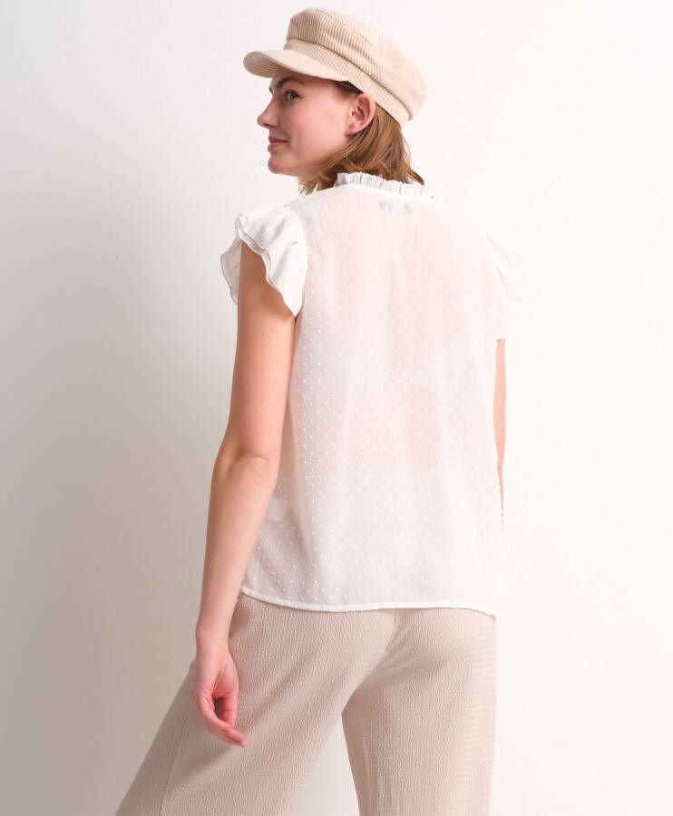 terStal Dames trendy chiffon blouse wit in maat