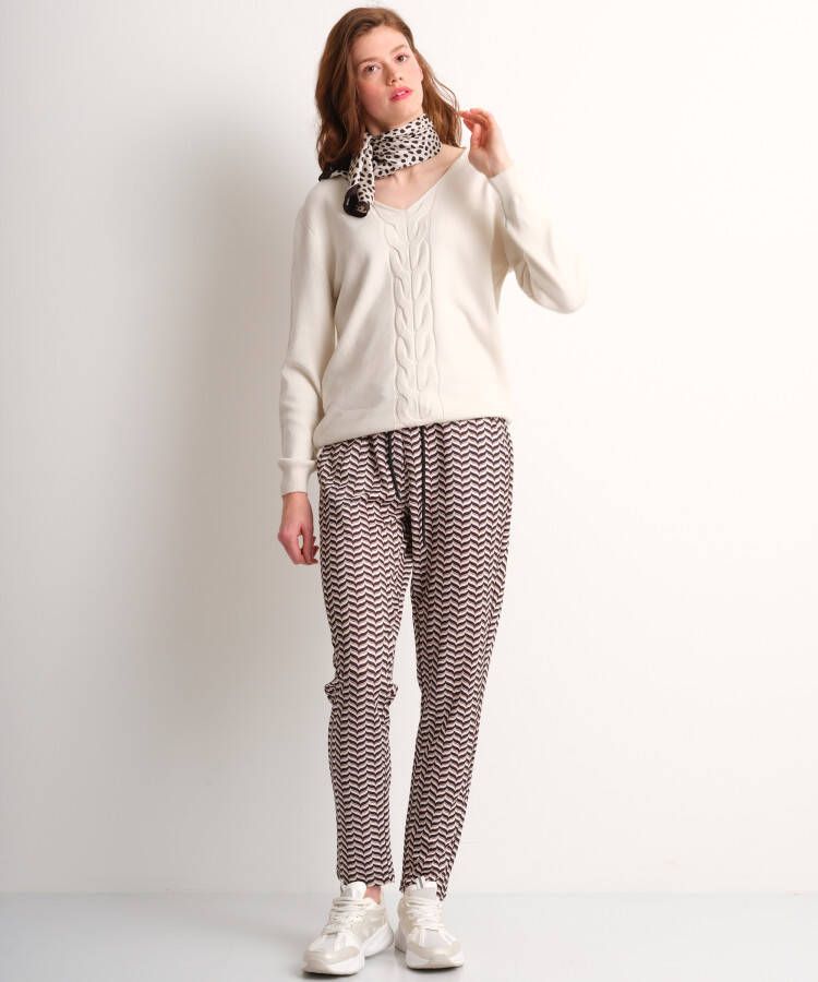 terStal Dames trui met kabelstreep beige in maat