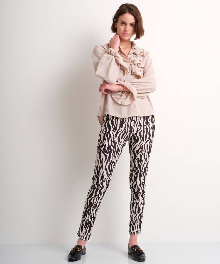 terStal Dames uni blouse ruchedesign beige in maat