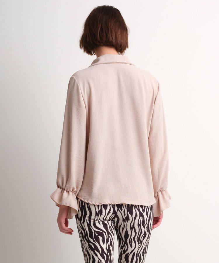 terStal Dames uni blouse ruchedesign beige in maat