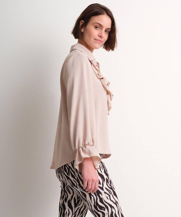 terStal Dames uni blouse ruchedesign beige in maat