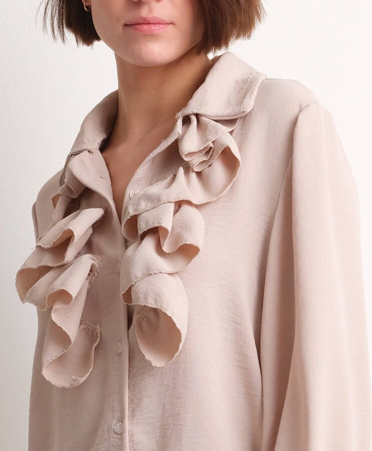 terStal Dames uni blouse ruchedesign beige in maat
