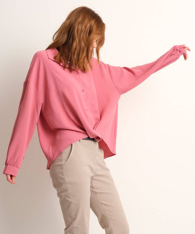 terStal Dames uni blouse wikkelknoop roze in maat