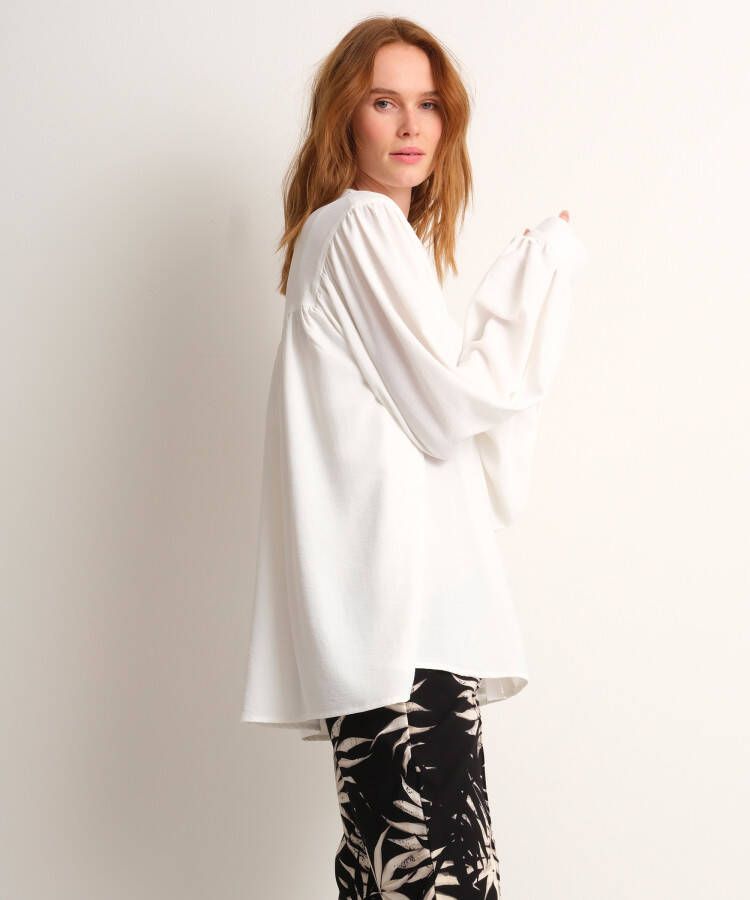 terStal Dames wijde blouse pofmouw wit in maat