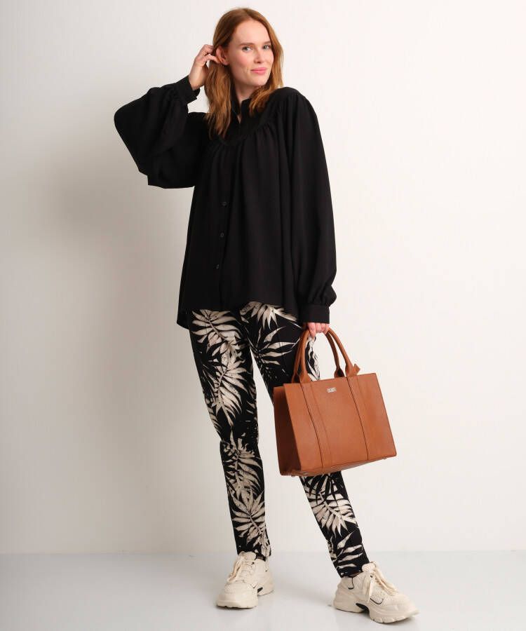 terStal Dames wijde blouse pofmouw zwart in maat