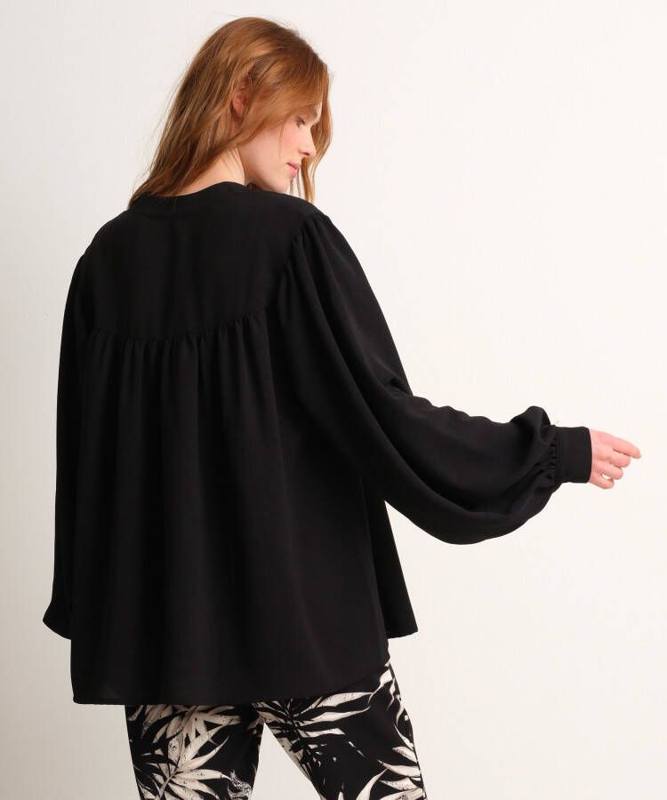 terStal Dames wijde blouse pofmouw zwart in maat