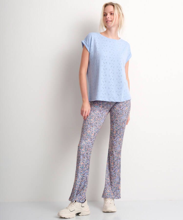 terStal Dames zachte flared broek bloemen blauw in maat