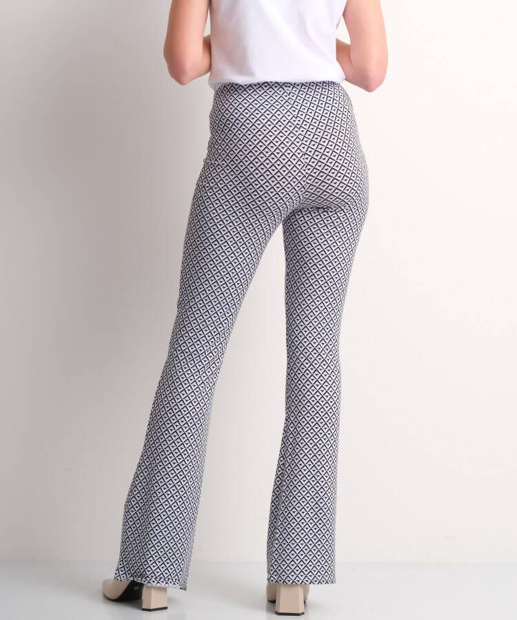 terStal Dames zachte flared broek grafisch blauw in maat